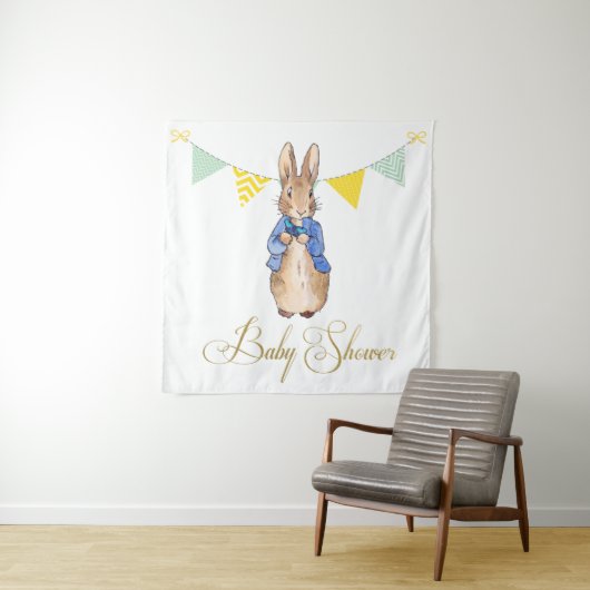 Tenture Baby Shower de Pierre le Lapin (En situation)
