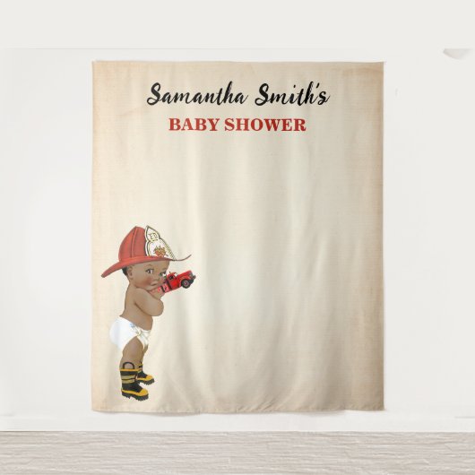 Tenture Baby shower de pompier Little AA Baby Firefighter  (Devant)