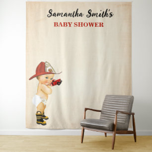 Tenture Baby shower de pompier pour petits bébés Contexte