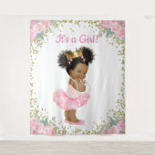 Tenture Baby shower de princesse afro-américaine (Devant)