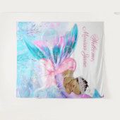 Tenture Baby shower de sirène arrière-plan de sirène ethni (Devant (Horizontal))