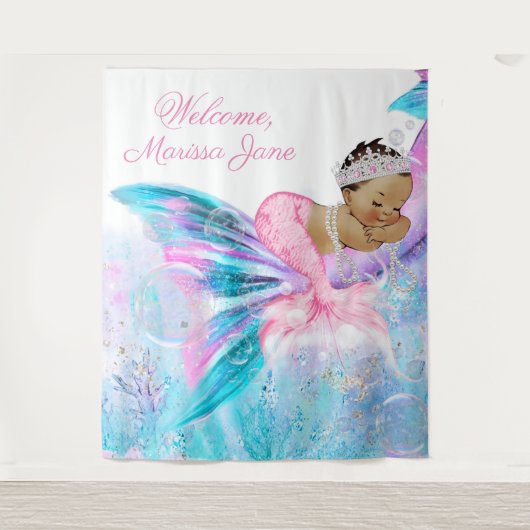 Tenture Baby shower de sirène arrière-plan de sirène ethni (Devant)