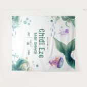 Tenture Baby shower de sirène couleur méduse aquarelle (Devant (Horizontal))