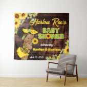 Tenture Baby shower de tournesol jaune rustique bébé fille (En situation (horizontale))