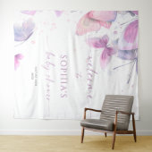 Tenture Baby shower des papillons (En situation (horizontale))