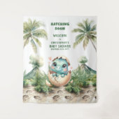 Tenture Baby shower Dino Cute Hatching Bientôt (Devant)