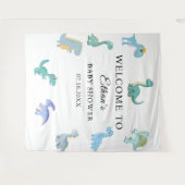 Tenture Baby Shower Dinosaure Élégant Blanc (Devant (Horizontal))