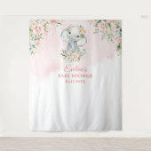 Tenture Baby shower d'or floral clair pour bébé éléphant m (Devant)