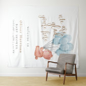 Tenture Baby shower d'ours doux Bleu Affiche de bienvenue  (En situation (horizontale))