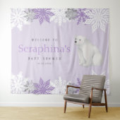Tenture Baby shower d'ours polaire violet arctique (En situation (horizontale))
