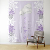 Tenture Baby shower d'ours polaire violet arctique (En situation)