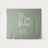Tenture Baby shower Écriture moderne Green Welcome Oh Baby (Devant (Horizontal))