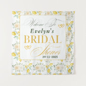 Tenture Baby Shower élégant motif citrons calligraphie (Devant)