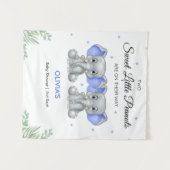 Tenture Baby shower Elephant Blue Twin Boys (Devant (Horizontal))