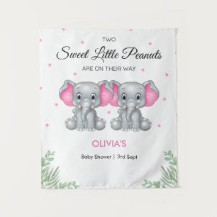 Tenture Baby shower Elephant Rose Twin Girls
