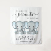 Tenture Baby shower Elephant Twin Boys Bienvenue (Devant)
