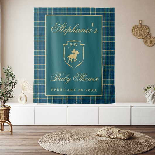 Tenture Baby shower équestre classique Polo Plaid Arrière-