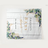 Tenture Baby shower eucalyptus vert bois blanc (Devant (Horizontal))