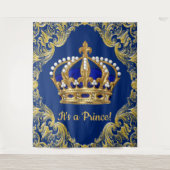 Tenture Baby Shower Extra Large Royal Blue et Or Prince (Devant)