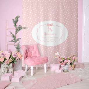 Tenture Baby Shower Fille Coquette Arc-en-ciel Ruban Rose