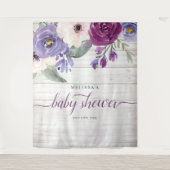 Tenture Baby Shower Fille Fleur Rustique Aquarelle Violet (Devant)