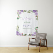 Tenture Baby Shower Fille Fleurie Printemps Violet (En situation)