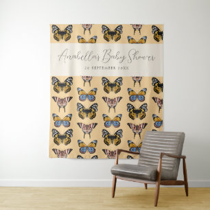Tenture Baby Shower Fille Papillon Bohème Orange Moderne