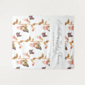 Tenture Baby Shower Fille Papillon Bohème Rose Moderne (Devant (Horizontal))