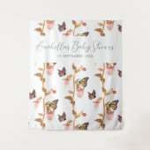 Tenture Baby Shower Fille Papillon Bohème Rose Moderne (Devant)