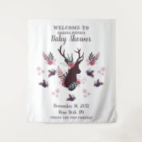 Baby Shower Fille Tête de Cerf Rustique Fleurs Mau