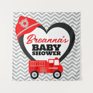 Tenture Baby shower Firetruck Grande toile de fond