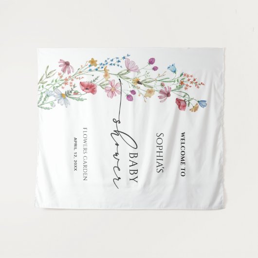 Tenture Baby shower fleur sauvage (Devant (Horizontal))