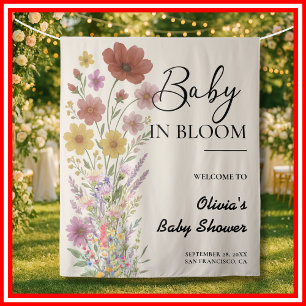 Tenture Baby shower Fleur sauvage Baby in Bloom Backdrop