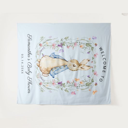 Tenture Baby shower Fleur sauvage du mignon Peter Rabbit (Devant (Horizontal))