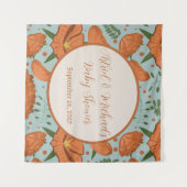 Tenture Baby shower fleur sauvage Orange Poppy (Devant (Horizontal))