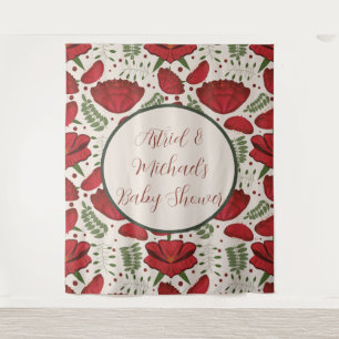 Tenture Baby shower fleur sauvage Red Poppy