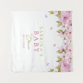 Tenture Baby Shower Fleurs de Cerisier à l'aquarelle (Devant (Horizontal))