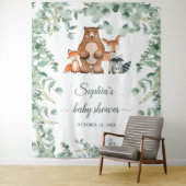 Tenture Baby Shower Floral Animaux de la Forêt (En situation)