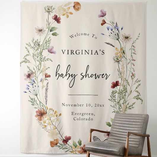 Tenture Baby Shower Floral Boho