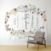Tenture Baby Shower Floral Boho Blanc (En situation (horizontale))