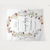 Tenture Baby Shower Floral Boho Blanc (Devant (Horizontal))