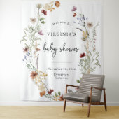 Tenture Baby Shower Floral Boho Blanc (En situation)