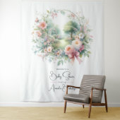 Tenture Baby shower Floral Bow romantique Bienvenue (En situation)