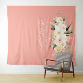 Tenture Baby shower floral mariage peach + vert aquarelle (En situation (horizontale))