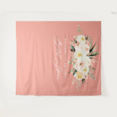 Tenture Baby shower floral mariage peach + vert aquarelle (Devant (Horizontal))