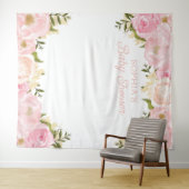 Tenture Baby shower Floral rose - fond de la photo (En situation (horizontale))