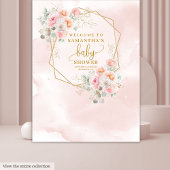 Tenture Baby shower floral rose pâle sur fond