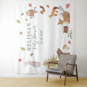 Tenture Baby Shower Forêt Rustique de Bois Animaux Mignons (En situation)