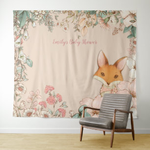 Tenture Baby shower Fox vintage Paysage en toile de fond P