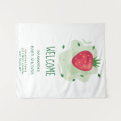 Tenture Baby Shower Fraise Verte Rouge Fruit (Devant (Horizontal))